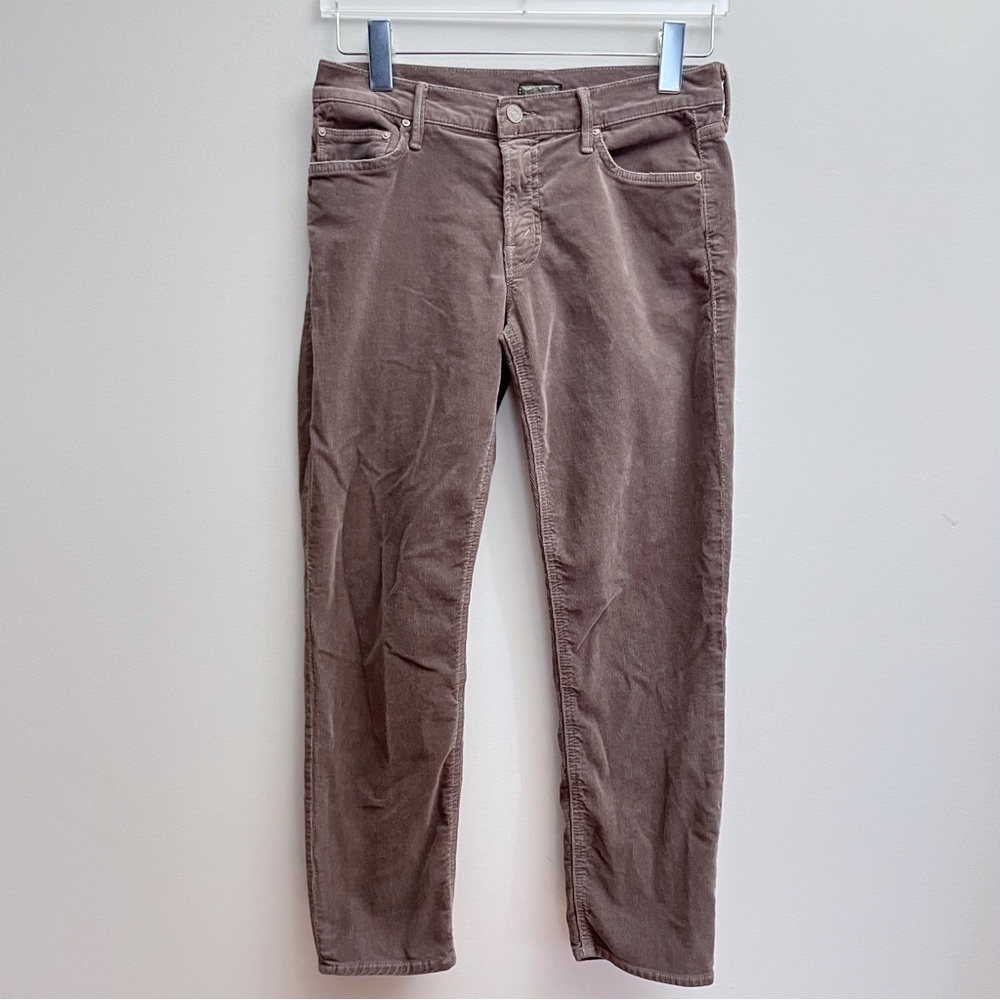 Mother Hopscotch Dropout Corduroy Straight Cropped Pants in Beaver 2 Brown - Picture 2 of 12